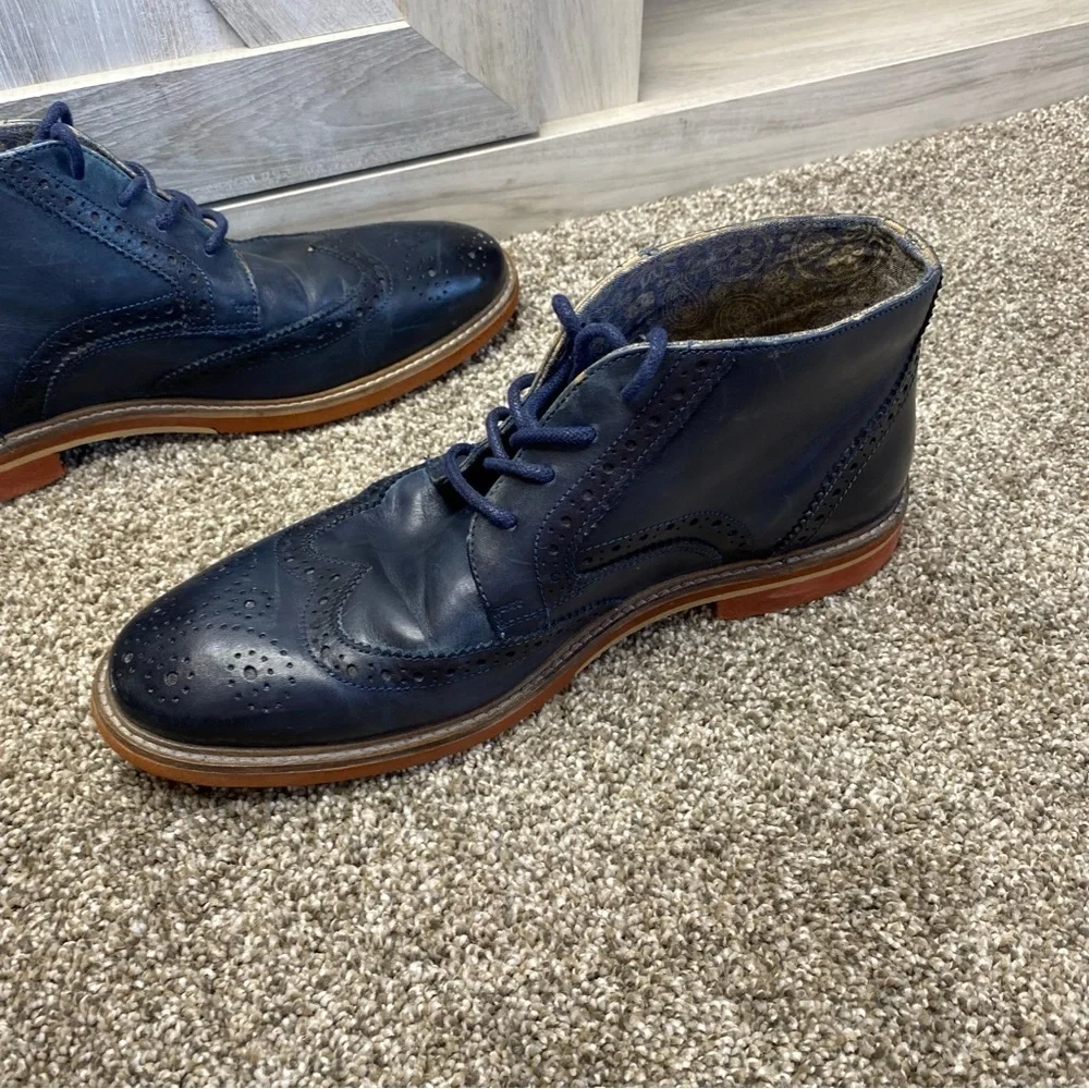 Rush Gordon Rush NOAH Navy Leather Oxford Wingtip Boot Chukka 8